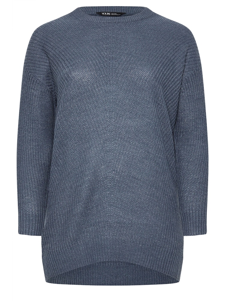 Yours Curve Blue Essential Jumper - Image 5 of 5