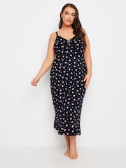 Yours Curve Blue Bows And Spots 100% Cotton Midaxi Chemise - Image 1 of 4