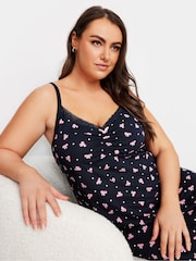 Yours Curve Blue Bows And Spots 100% Cotton Midaxi Chemise - Image 2 of 4