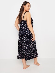 Yours Curve Blue Bows And Spots 100% Cotton Midaxi Chemise - Image 3 of 4