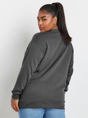 Yours Curve Grey New York Flocked Sweatshirt - Image 3 of 5
