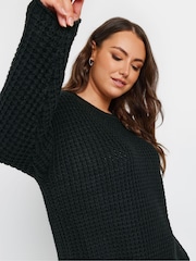 Yours Curve Black Waffle Knit Jumper - Image 5 of 6