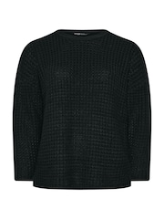 Yours Curve Black Waffle Knit Jumper - Image 6 of 6