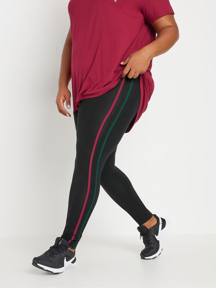 Yours Curve Black Side Stripe Active Leggings - Image 3 of 5