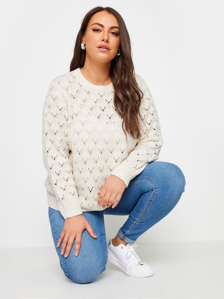 Yours Curve Natural Wave Pointelle Jumper - Image 1 of 5