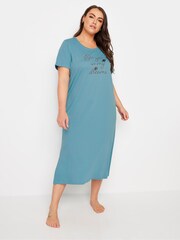 Yours Curve Blue Shells Midaxi Nightdress 2 Pack - Image 2 of 8