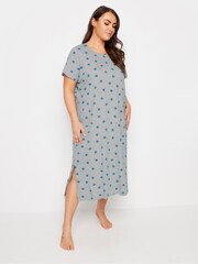 Yours Curve Blue Shells Midaxi Nightdress 2 Pack - Image 3 of 8