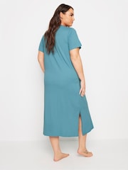 Yours Curve Blue Shells Midaxi Nightdress 2 Pack - Image 4 of 8