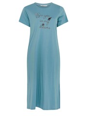 Yours Curve Blue Shells Midaxi Nightdress 2 Pack - Image 7 of 8