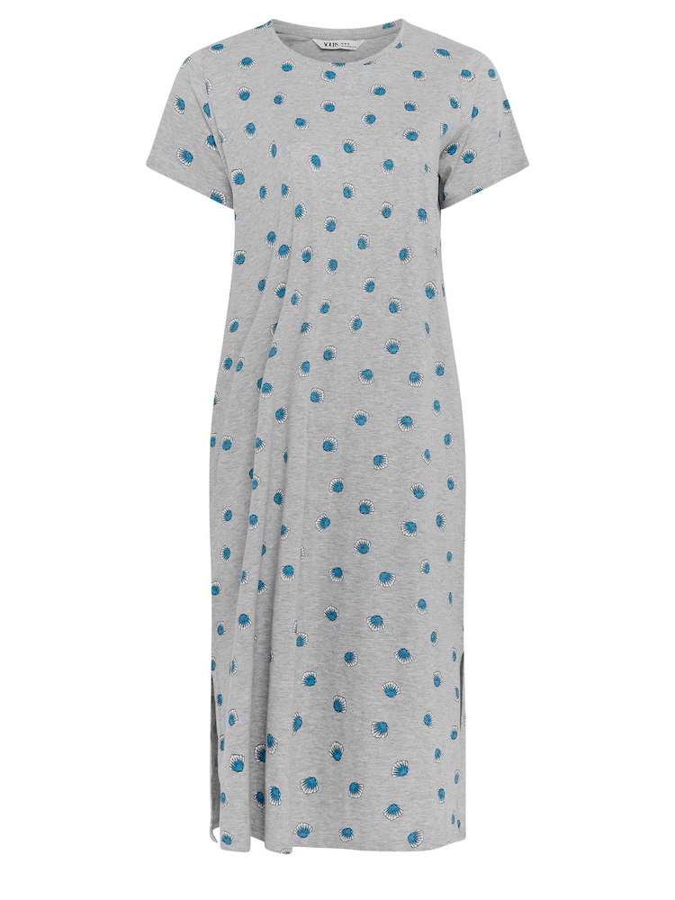 Yours Curve Blue Shells Midaxi Nightdress 2 Pack - Image 8 of 8