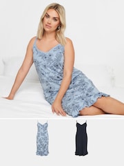 Pack de 2 camisones con estampado floral de algodón 100% de Yours Curve - Imagen 1 de 8
