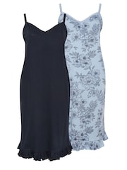 Pack de 2 camisones con estampado floral de algodón 100% de Yours Curve - Imagen 6 de 8