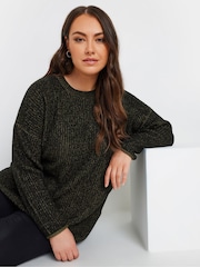 Yours Curve Green Drop Shoulder Jumper - Image 2 of 6
