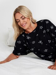 Yours Curve Black Outline Stars Sleep 100% Cotton T-Shirt - Image 4 of 4