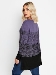 Yours Curve Purple Colourblock Jumper - Image 3 of 4
