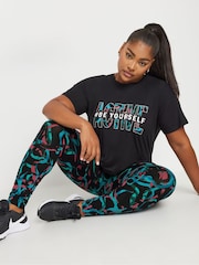 Yours Curve Black Swirl Print Active Leggings - Image 1 of 4