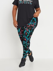 Yours Curve Black Swirl Print Active Leggings - Image 2 of 4