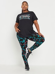 Yours Curve Black Swirl Print Active Leggings - Image 3 of 4