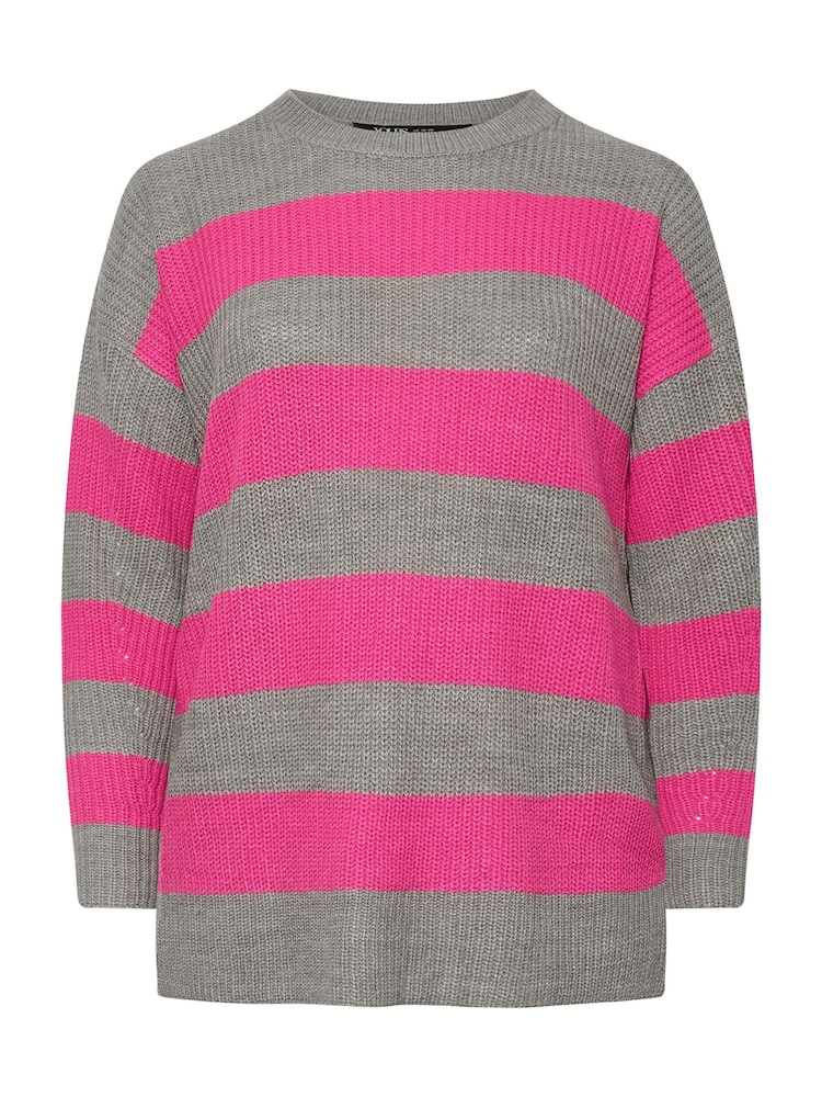Yours Curve Pink Striped Drop Shoulder Jumper - Image 6 of 6