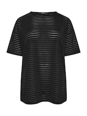 Yours Curve Black Structured T-Shirt - Image 5 of 5