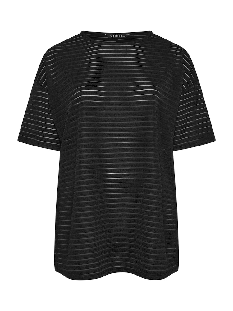 Yours Curve Black Structured T-Shirt - Image 5 of 5