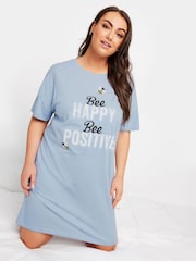 Yours Curve Blue Bee Happy Daisy Sleep 100% Cotton T-Shirts 2 Pack - Image 2 of 8