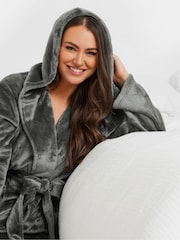 Yours Curve Grey Hooded Robe - Image 4 of 4