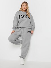 Yours Curve Grey Appliqué 1980 Marl Crew Neck Jumper - Image 3 of 5