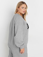 Yours Curve Grey Appliqué 1980 Marl Crew Neck Jumper - Image 4 of 5