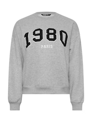 Yours Curve Grey Appliqué 1980 Marl Crew Neck Jumper - Image 5 of 5