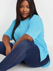 Yours Curve Blue Structured T-Shirt - Image 2 of 6
