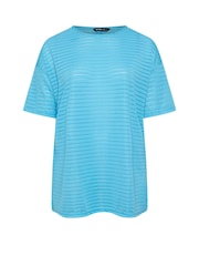 Yours Curve Blue Structured T-Shirt - Image 3 of 6