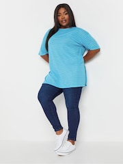 Yours Curve Blue Structured T-Shirt - Image 4 of 6