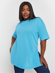Yours Curve Blue Structured T-Shirt - Image 6 of 6