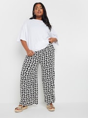 Yours Curve Black Stuctrured Wide Leg Trousers - Image 2 of 5