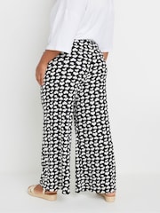 Yours Curve Black Stuctrured Wide Leg Trousers - Image 3 of 5