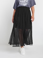 Yours Curve Black Lace Godet Maxi Skirt - Image 1 of 5