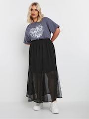Yours Curve Black Lace Godet Maxi Skirt - Image 2 of 5