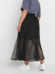 Yours Curve Black Lace Godet Maxi Skirt - Image 3 of 5