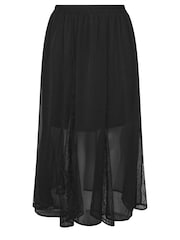 Yours Curve Black Lace Godet Maxi Skirt - Image 5 of 5