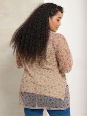 Yours Curve Cream Oversized Mesh Top - Image 3 of 5