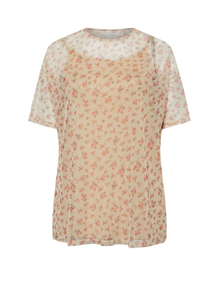 Yours Curve Cream Oversized Mesh Top - Image 5 of 5