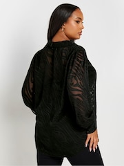 Yours Curve Black Burnout Shirt - Image 3 of 4