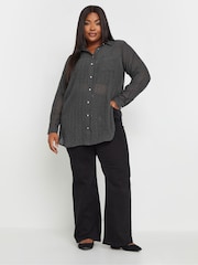 Yours Curve Grey Texture Sheer Shirt - Image 2 of 5