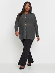 Yours Curve Grey Texture Sheer Shirt - Image 3 of 5