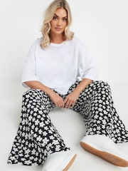 Yours Curve Black Stuctrured Wide Leg Trousers - Image 2 of 6