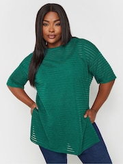 Yours Curve Green Structured T-Shirt - Image 1 of 5