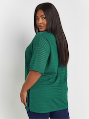 Yours Curve Green Structured T-Shirt - Image 3 of 5