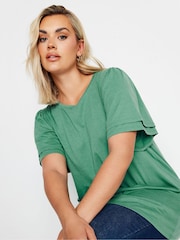 Yours Curve Green Double Angel Sleeve T-Shirt - Image 2 of 5