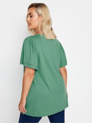 Yours Curve Green Double Angel Sleeve T-Shirt - Image 4 of 5